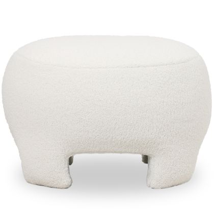 Buy Upholstered Ottoman - Pouf in Bouclé Fabric - Janko White 61305 - in the EU 