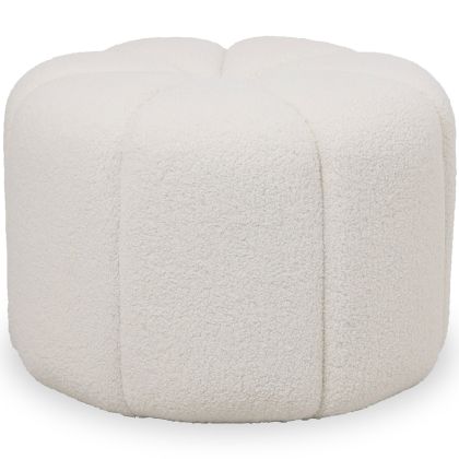 Buy Round Ottoman Upholstered in Bouclé Fabric - Debri White 61306 at MyFaktory 