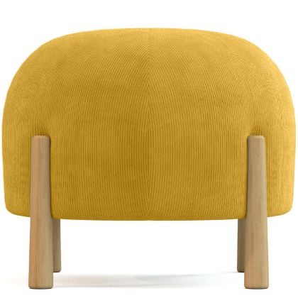 Buy Round Corduroy Upholstered Pouf with Natural Wood Legs - Merv Mustard 61450 with a guarantee 