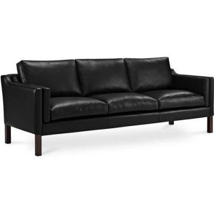 Buy Design Sofa 2213 (3 seats) - Premium Leather Black 13928 at MyFaktory 