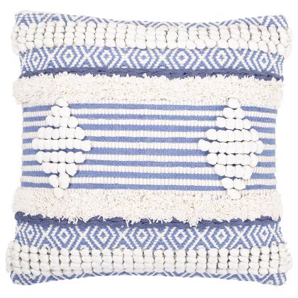 Buy Square Cotton Cushion in Boho Bali Style cover + filling - Luna Blue 60187 at MyFaktory