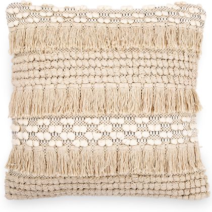 Buy Square Cotton Cushion in Boho Bali Style cover + filling - Serba Cream 60209 - prices