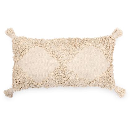Buy Rectangular Cushion in Boho Bali Style, Cotton cover + filling - Doreen Cream 60220 home delivery