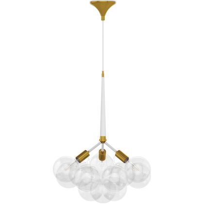 Buy Pendant lamp, globe chandelier in modern design, 9 glass globes - Plaus White 60405 - in the EU