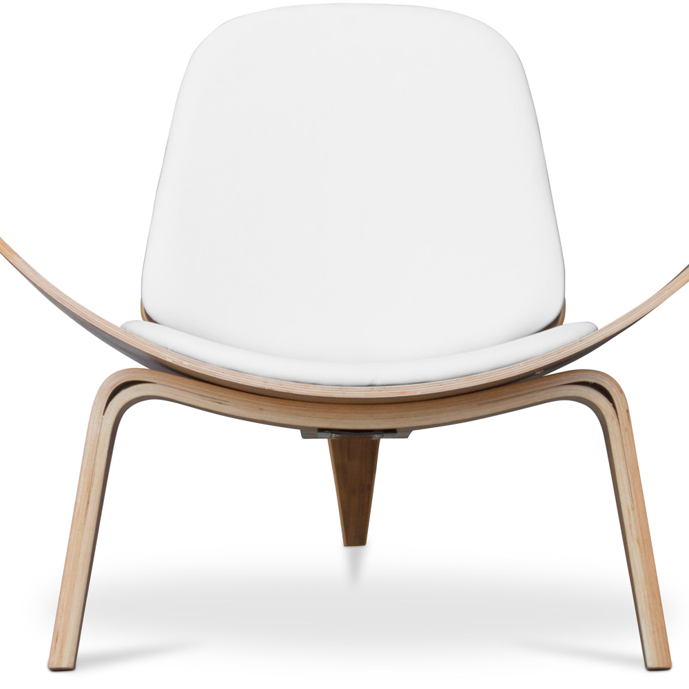 Buy Design Armchair - Scandinavian Armchair - Upholstered in Leather - Luna White 16776 - in the EU