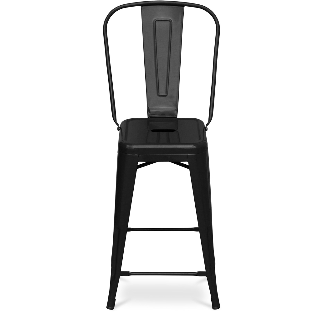 Buy Bistrot Metalix square bar stool with backrest - 60cm Grey blue 58410 in the Europe