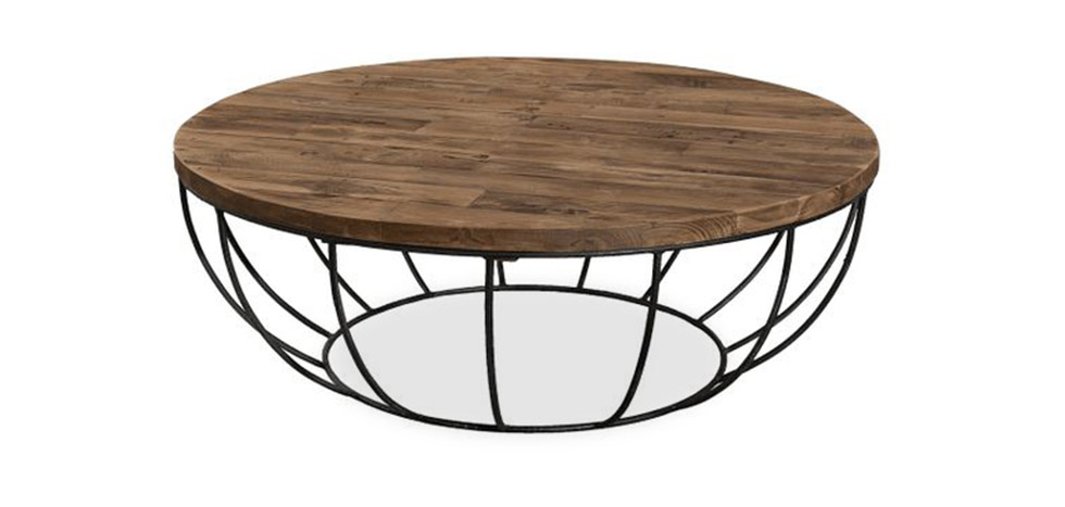 Buy Lisi industrial round coffee table - Wood and metal Natural wood 59283 - prices