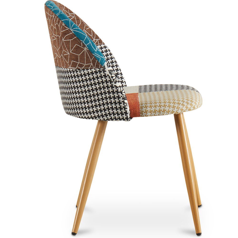 Buy Dining Chair Accent Patchwork Upholstered Scandi Retro Design Wooden Legs - Bennett Amy Multicolour 59933 at MyFaktory