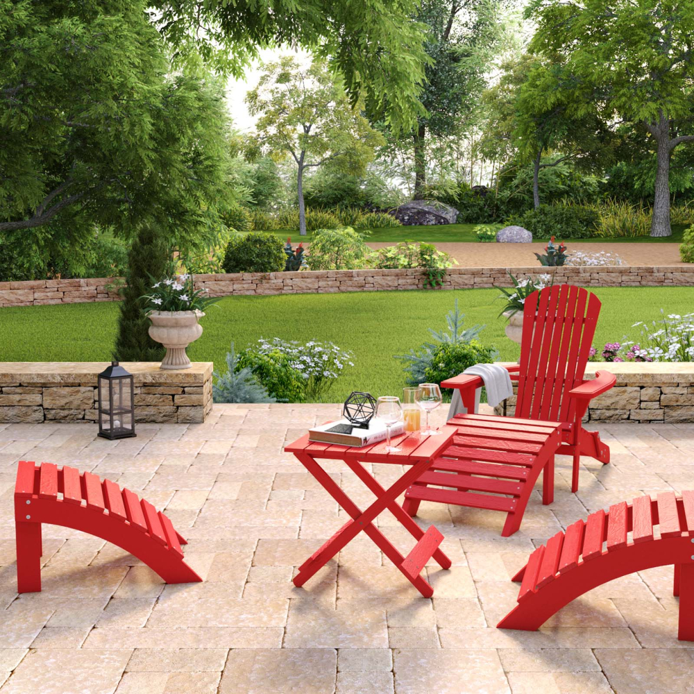 Buy Garden Chair Footrest Adirondack Wood Outdoor Furniture - Anela Red 60006 at MyFaktory