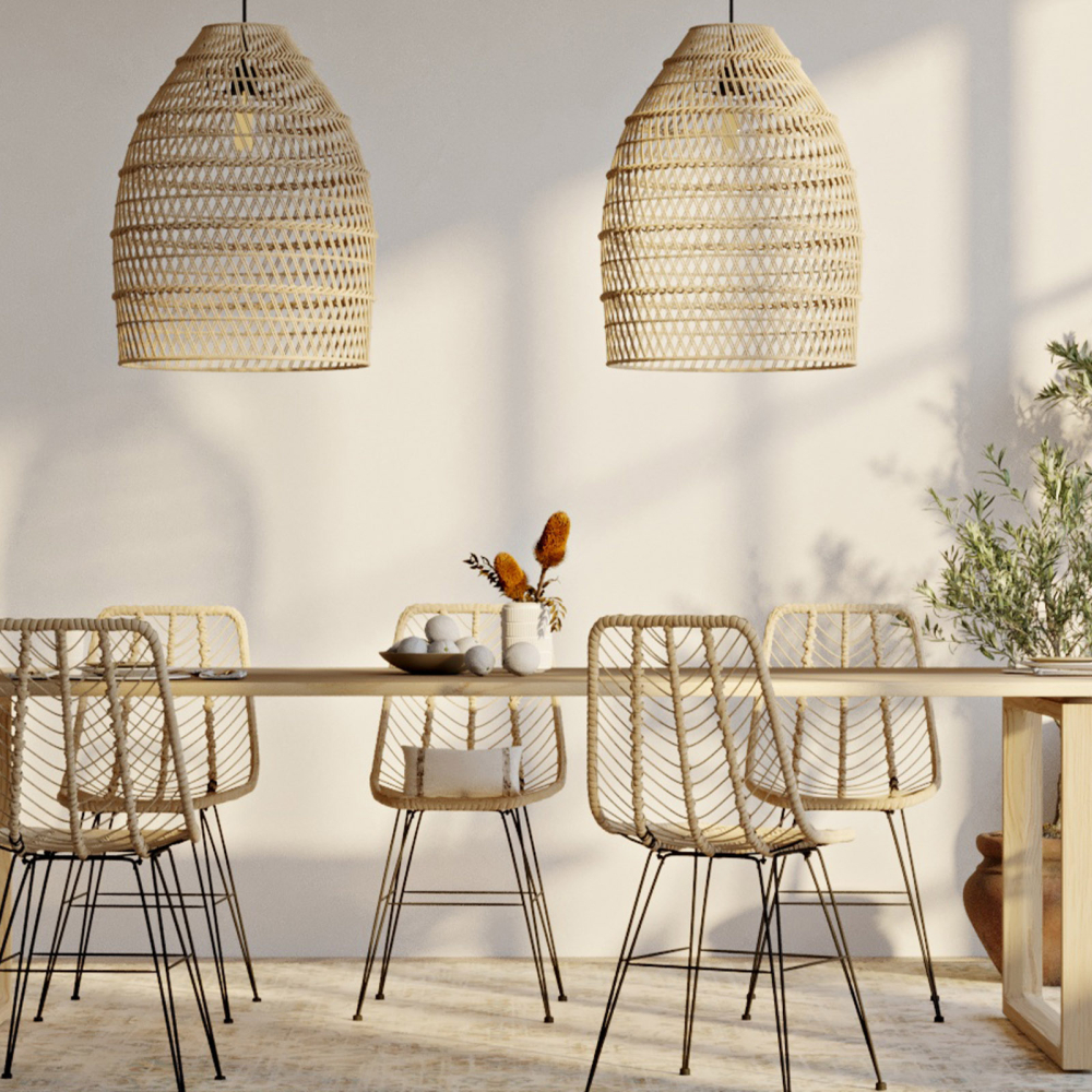Buy Hanging Lamp Boho Bali Design Natural Rattan - Tuyen Natural wood 60036 - in the EU