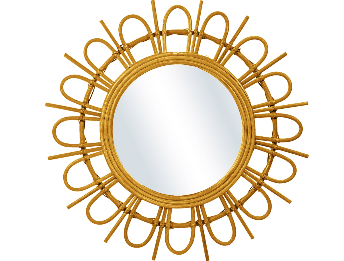 Buy Wall Mirror - Boho Bali Round Design (60 cm) - Uli Natural wood 60053 - in the EU