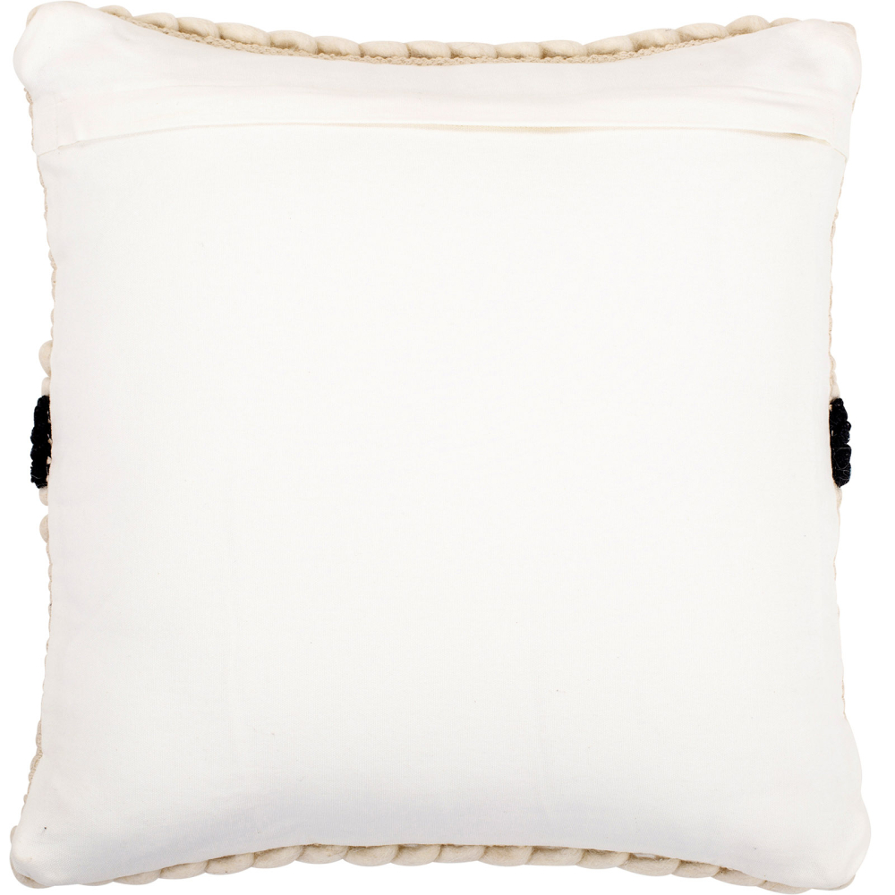 Buy Square Cushion in Boho Bali Style, Cotton & Wool cover + filling - Minerva Black 60195 - prices