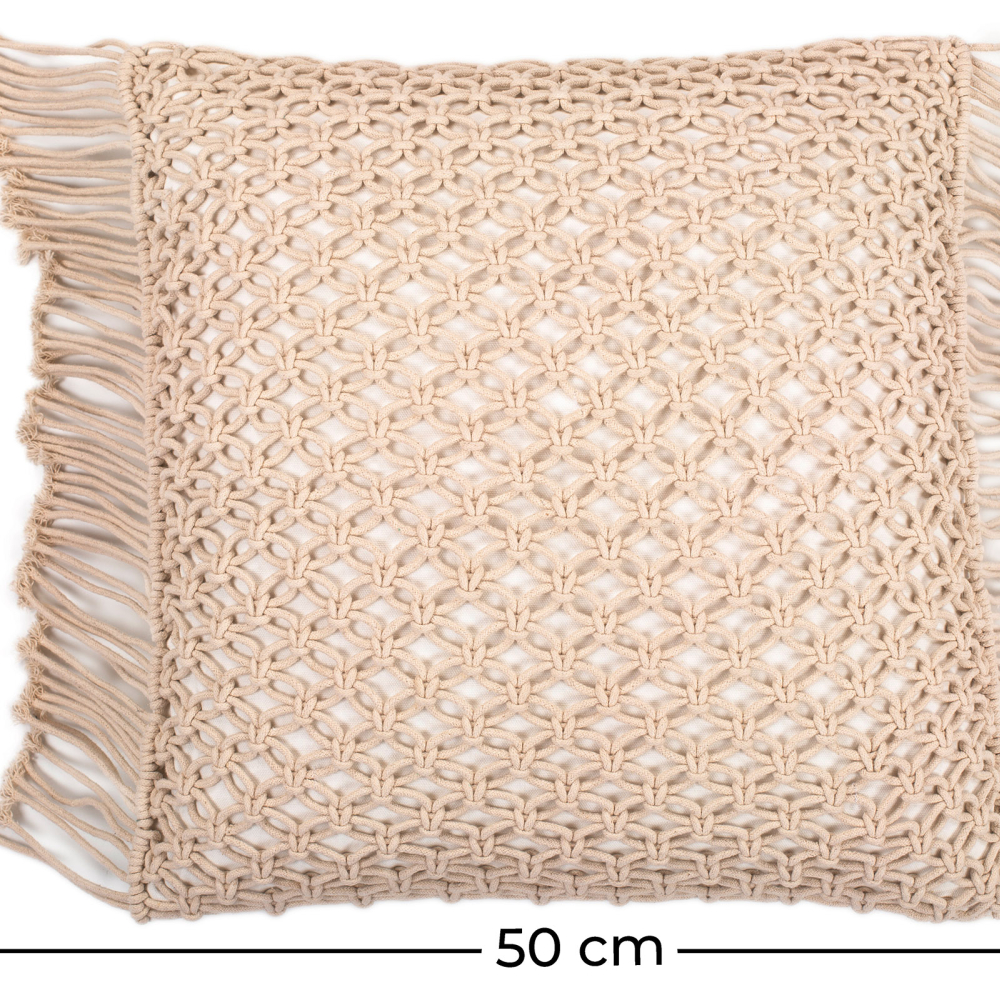 Buy Square Cotton Cushion in Boho Bali Style cover + filling - Stella Blue 60229 with a guarantee