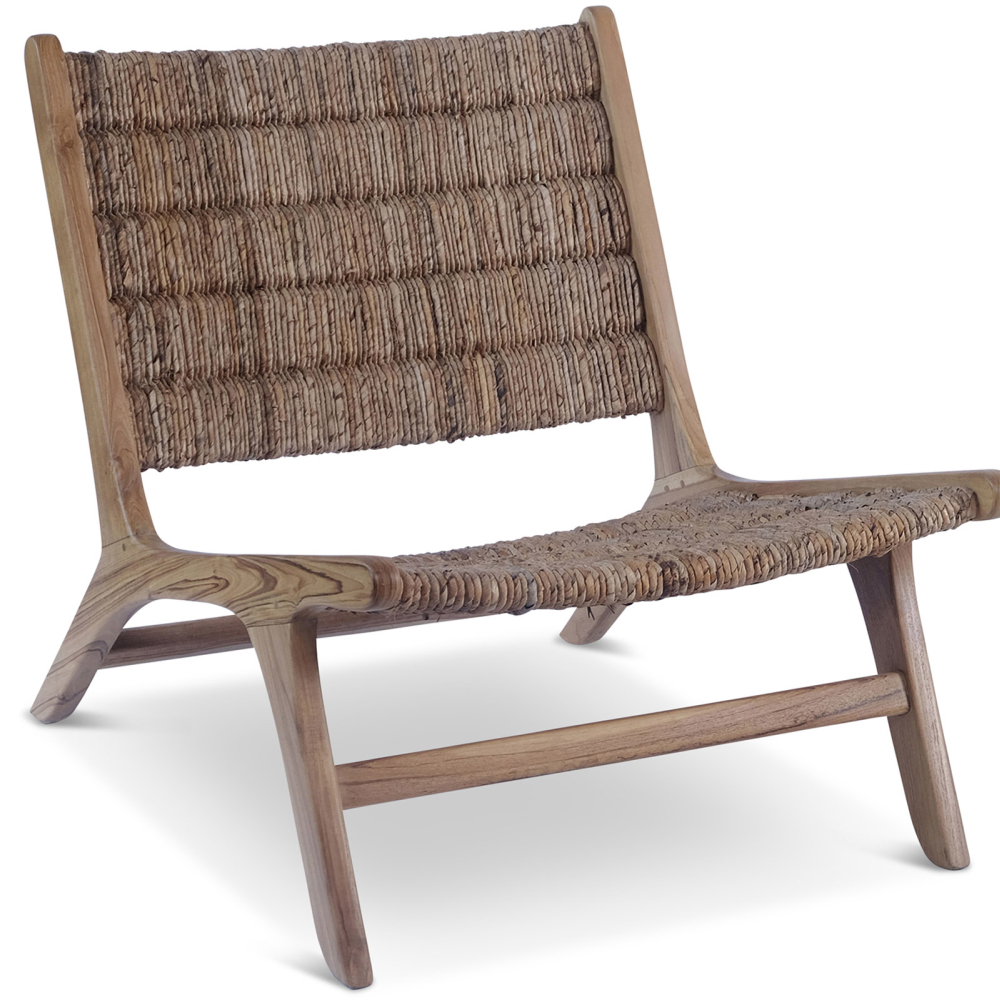 Buy Armchair in Boho Bali Style, Rattan and Teak Wood - Hewar Natural 60475 - in the EU