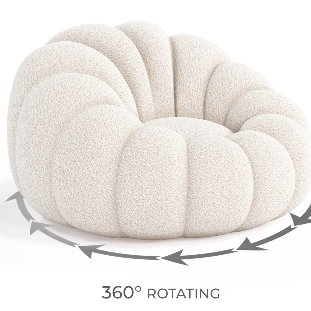 Buy Upholstered Armchair with Ottoman - White Boucle - Calera White 60542 at MyFaktory