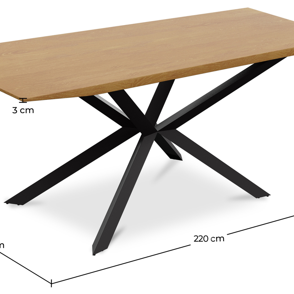Buy Pack Industrial Wooden Table (220cm) & 8 Rattan Mesh Chairs - Lia Natural 60562 in the Europe