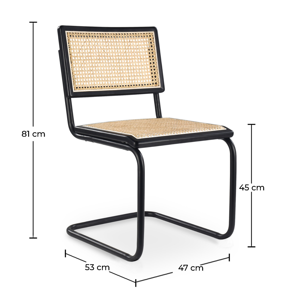 Buy Pack Hairpin Dining Table 150x90 & 6 Black Rattan Mesh Chairs - Canvas Black 60578 in the Europe
