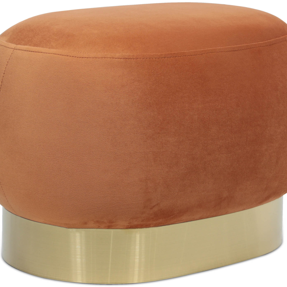 Buy Pouf Luxury Home Foot Rest - Velvet and Metal - Premium Orange 60552 in the Europe