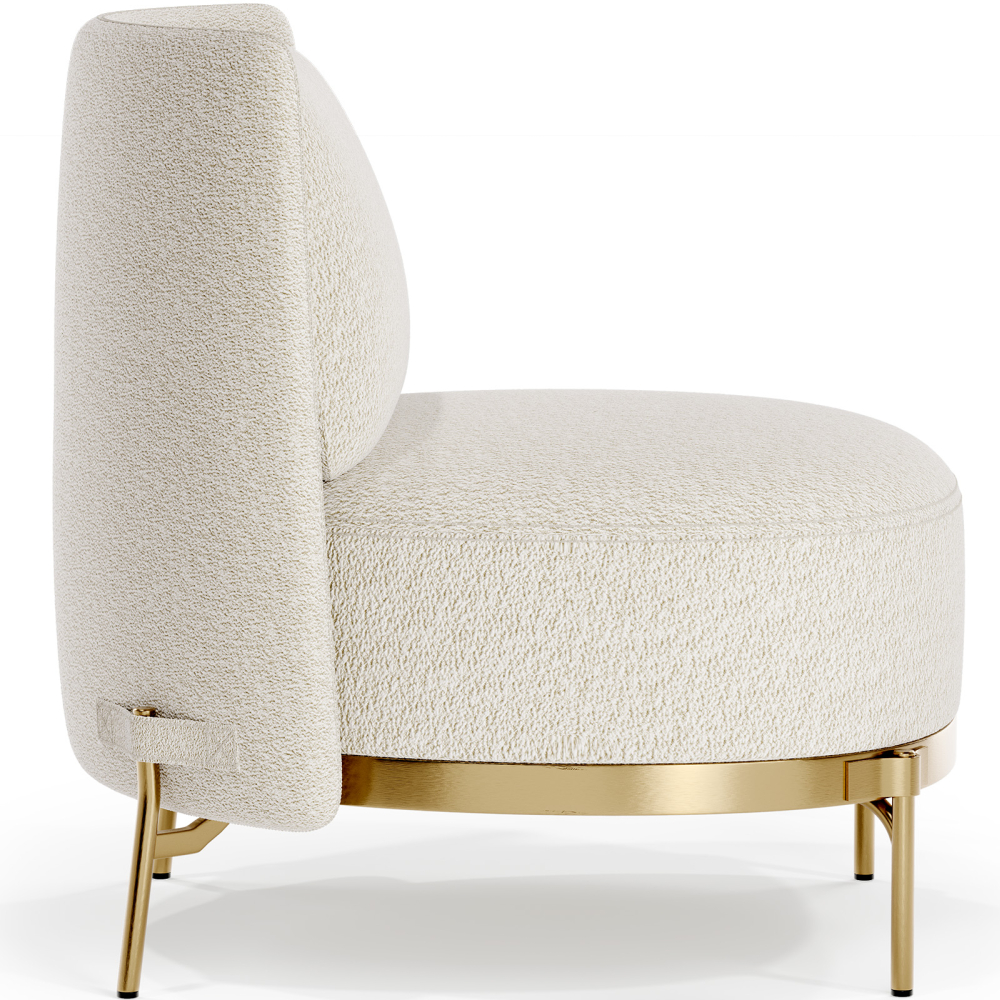 Buy Designer Armchair - Upholstered in Bouclé Fabric - Sabah White 61015 at MyFaktory