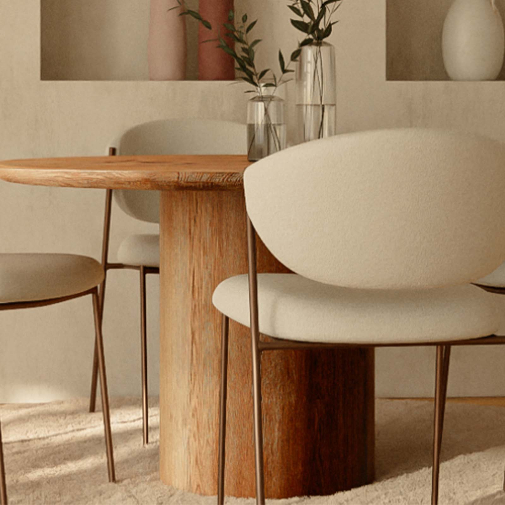 Buy Dining chair - Upholstered in Bouclé Fabric - Vara White 61150 home delivery