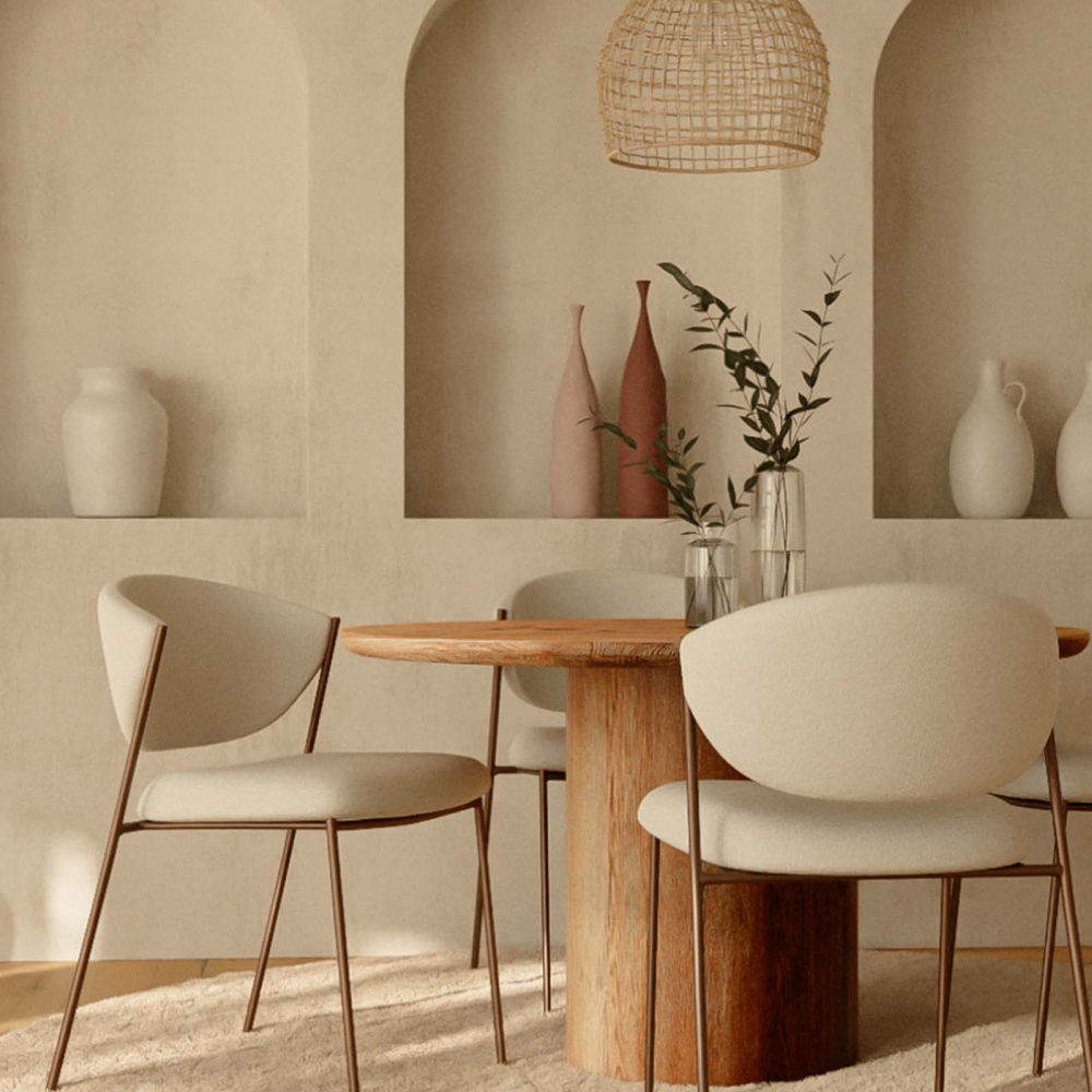Buy Dining chair - Upholstered in Bouclé Fabric - Vara White 61150 at MyFaktory