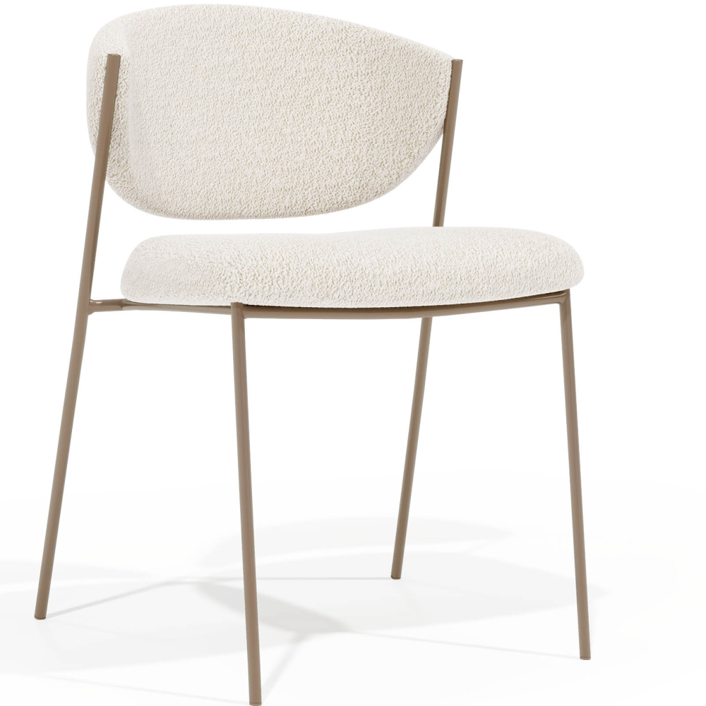 Buy Dining chair - Upholstered in Bouclé Fabric - Vara White 61150 in the Europe