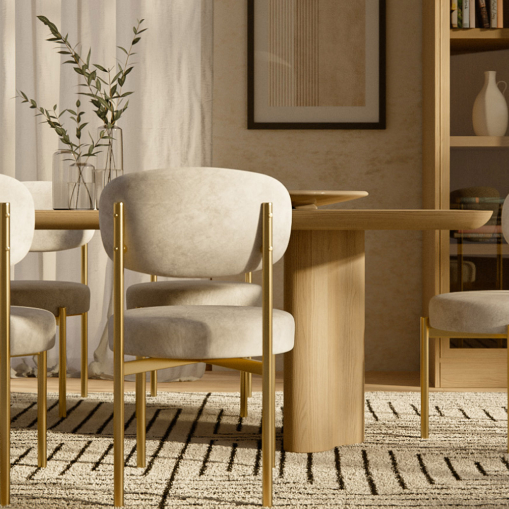 Buy Dining Chair - Upholstered in Velvet - Golden metal - Ara Beige 61166 - prices