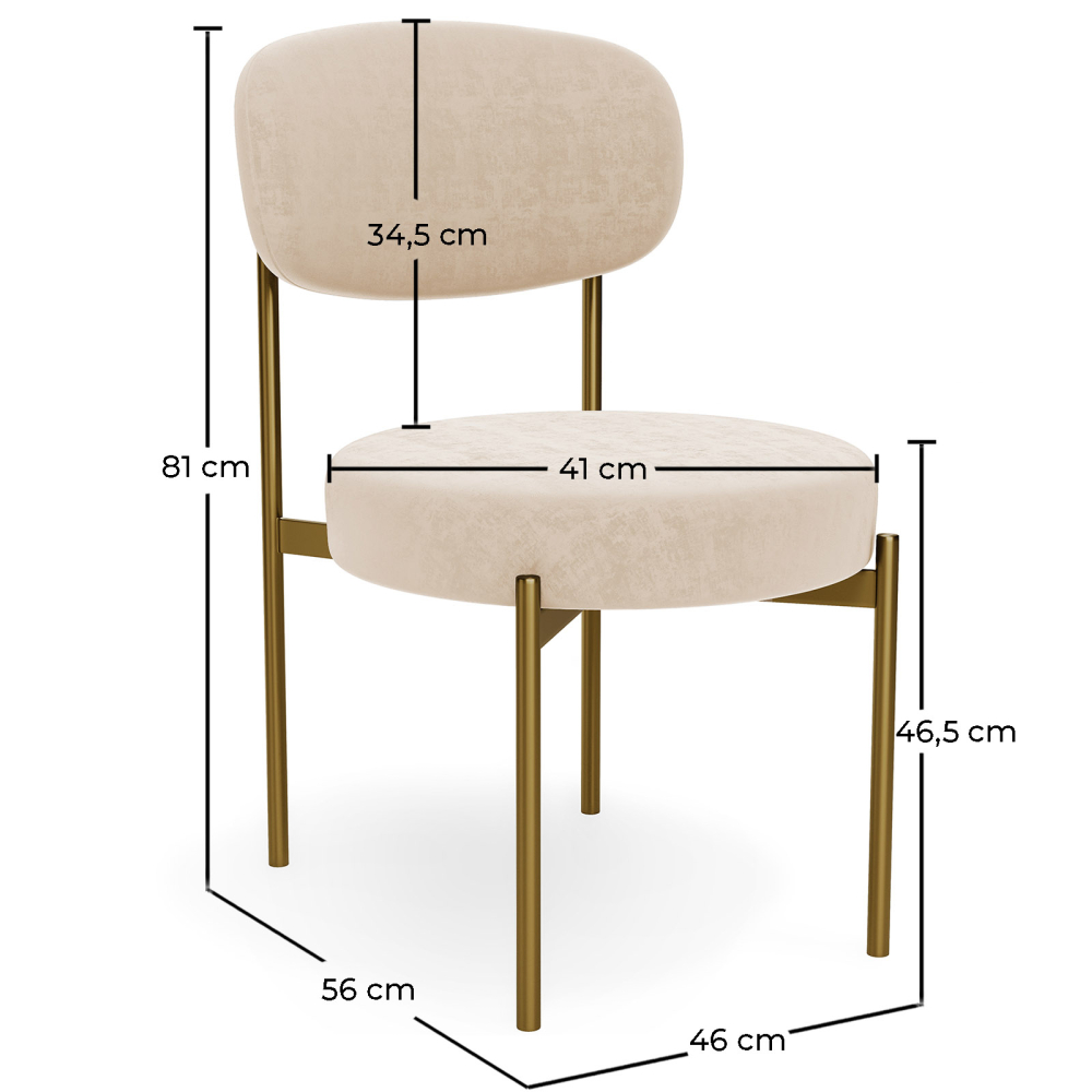 Buy Dining Chair - Upholstered in Velvet - Golden metal - Ara Beige 61166 - in the EU