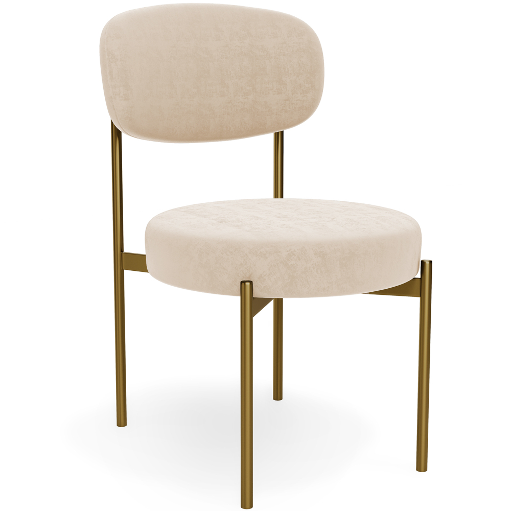 Buy Dining Chair - Upholstered in Velvet - Golden metal - Ara Beige 61166 at MyFaktory
