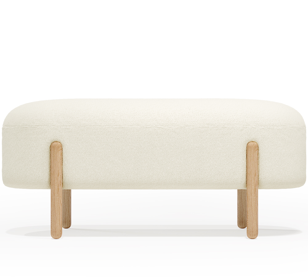 Buy Upholstered Bouclé Bench - Round White 61250 - in the EU
