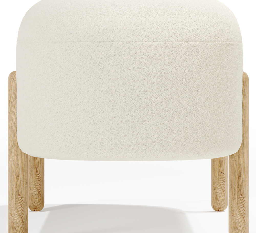 Buy Upholstered Bouclé Bench - Round White 61250 home delivery