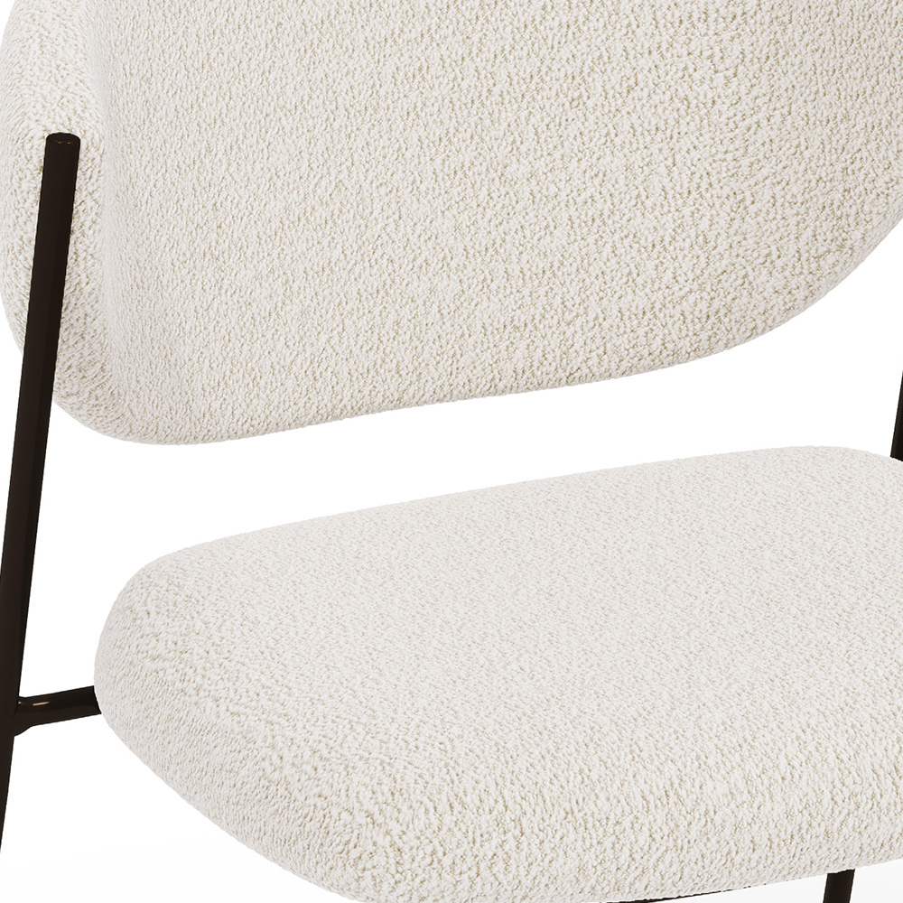 Buy Dining chair - Upholstered in Bouclé Fabric - Black Metal - Vara White 61332 - prices