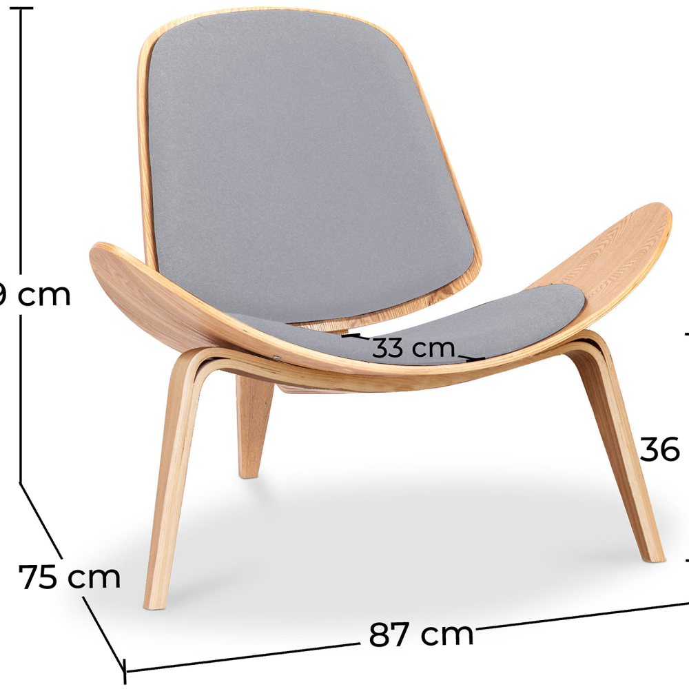 Buy Designer armchair - Scandinavian armchair - Fabric upholstery - Luna Light grey 16773 - in the EU