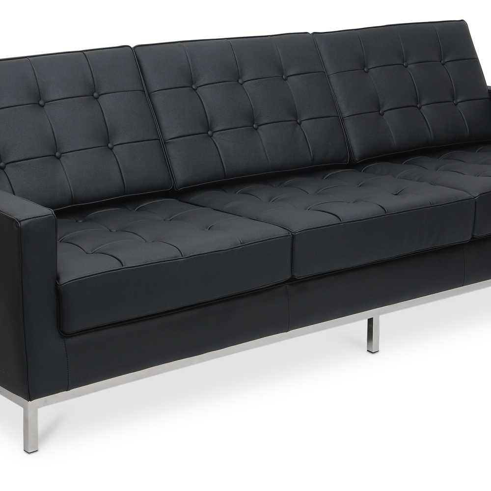 Buy Design Sofa Kanel  (3 seats) - Premium Leather Black 13247 at MyFaktory