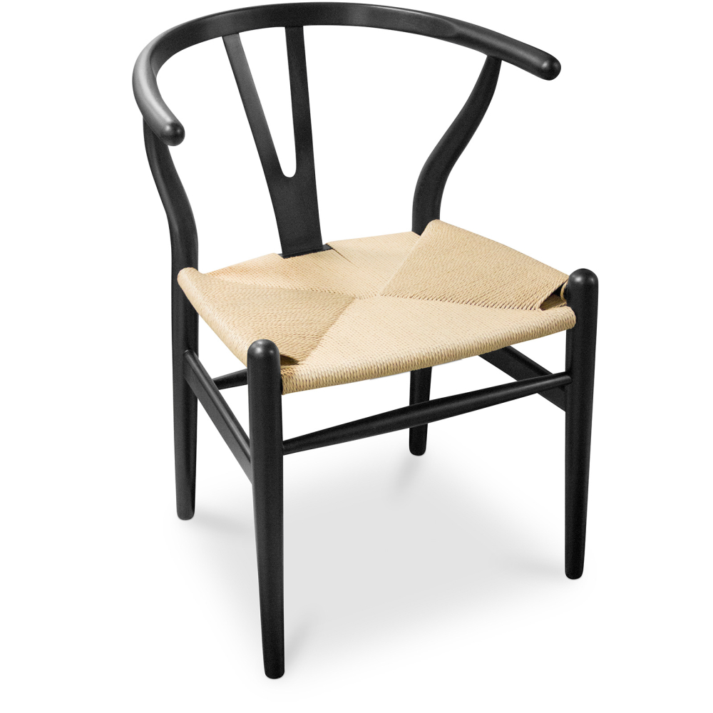 Buy Dining Chair Scandinavian Design Wooden Cord Seat - Wish Black 16432 with a guarantee