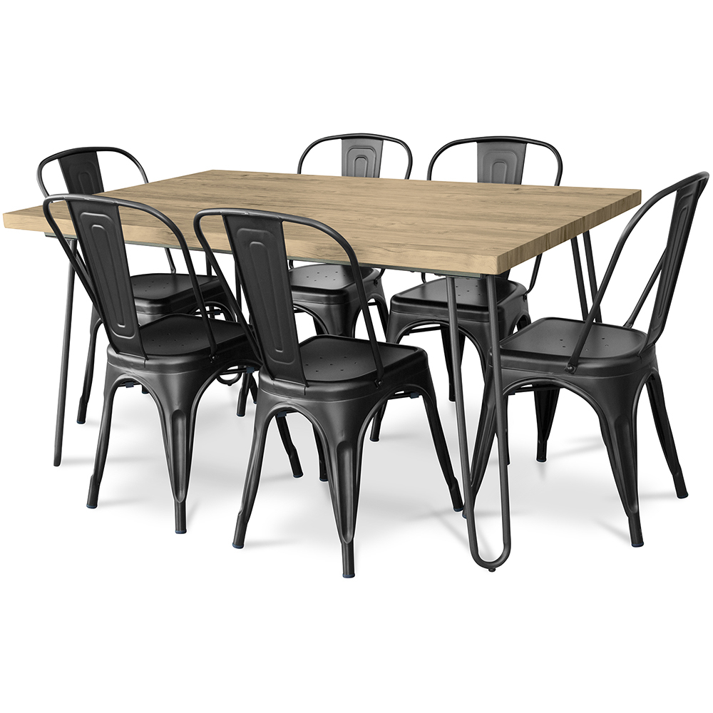  Buy Hairpin 150x90 Dining Table + X6 Bistrot Metalix Chair Black 59922 - in the EU
