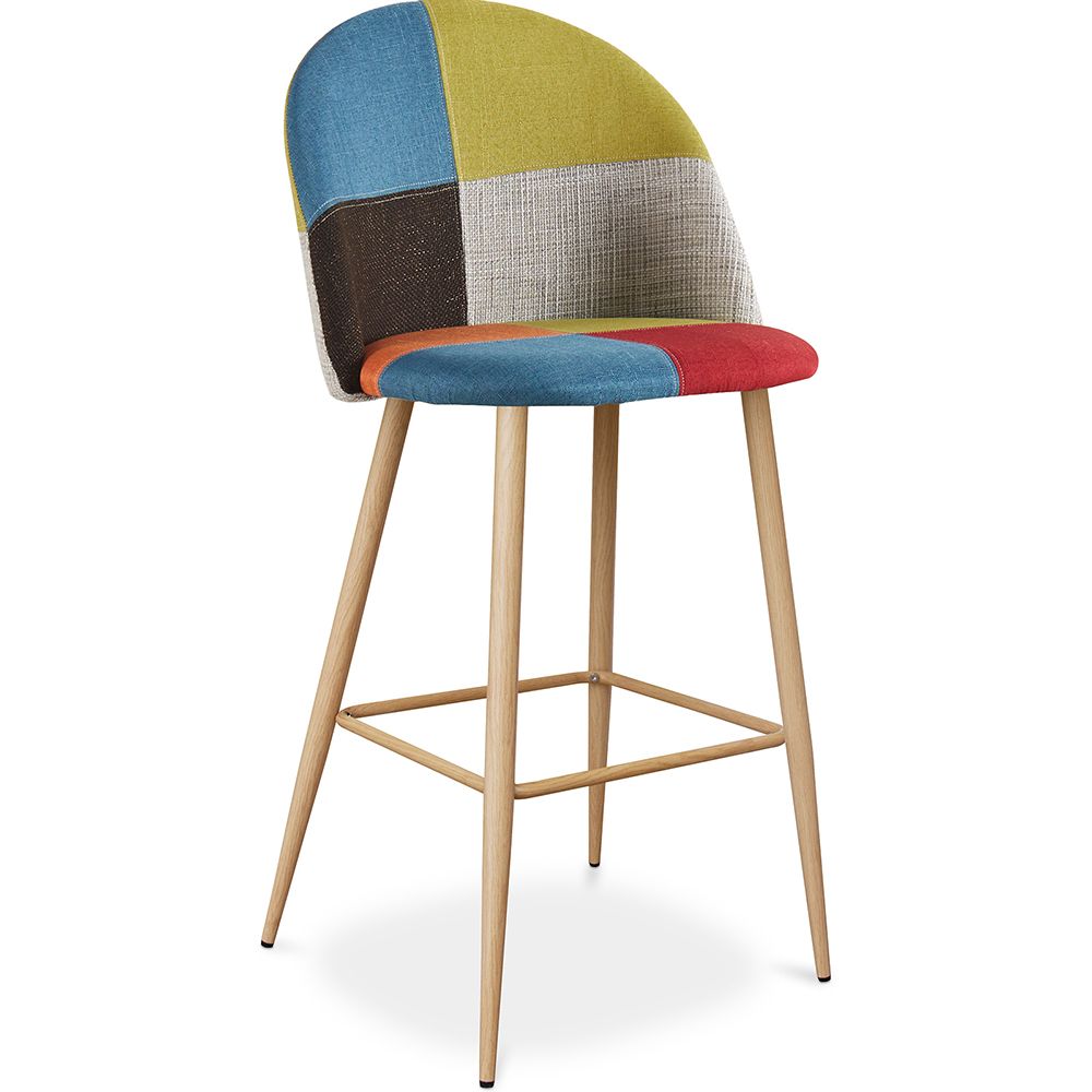  Buy Patchwork Upholstered Stool - Scandinavian Style - Bennett Multicolour 59944 - in the EU