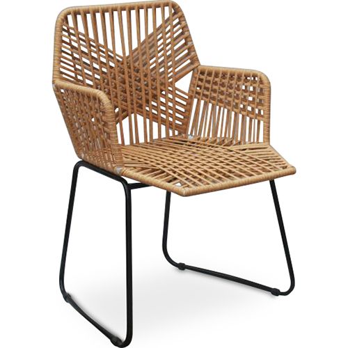  Buy Garden Dining Chair Design Boho Bali Rattan Synthetic - Zane Black 60015 - in the EU