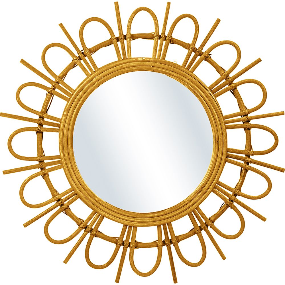  Buy Wall Mirror - Boho Bali Round Design (60 cm) - Uli Natural wood 60053 - in the EU