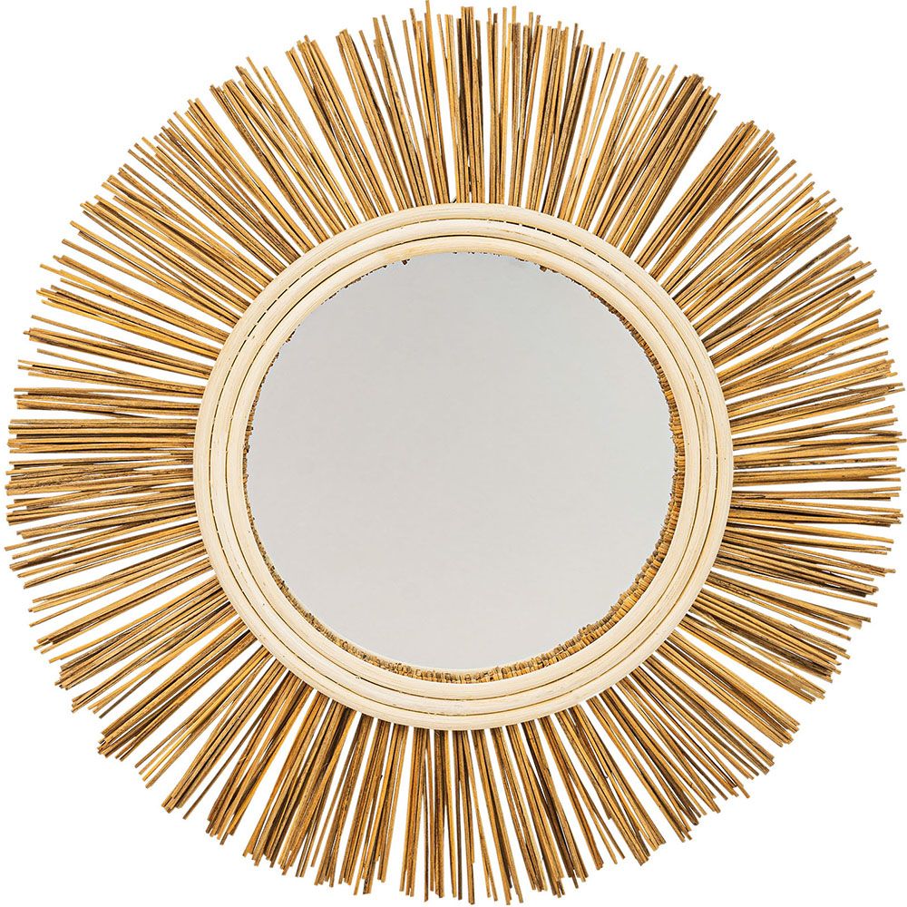  Buy Wall Mirror - Boho Bali Round Design (60 cm) - Tera Natural wood 60055 - in the EU