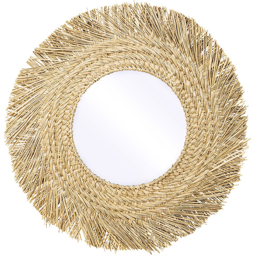  Buy Wall Mirror - Boho Bali Round Design (60 cm) - Paui Natural wood 60061 - in the EU
