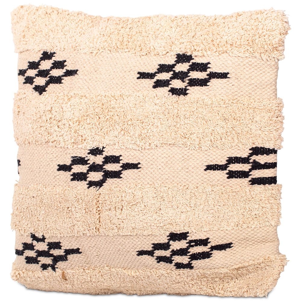  Buy Square Cotton Cushion in Boho Bali Style cover + filling - Narcissa White / Black 60189 - in the EU