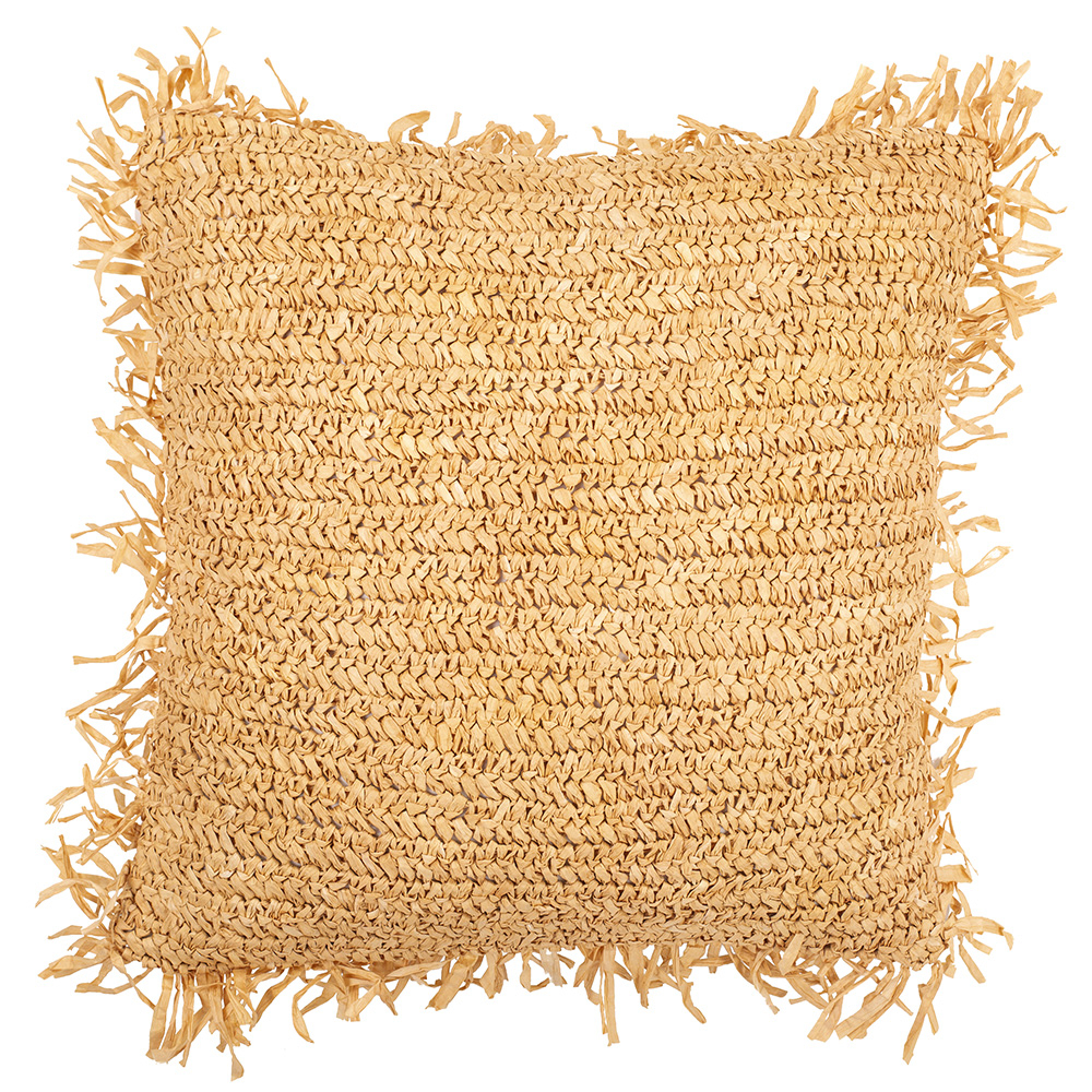  Buy Square Boho Bali Cushion, Raffia cover + filling - Alizon Natural 60197 - in the EU