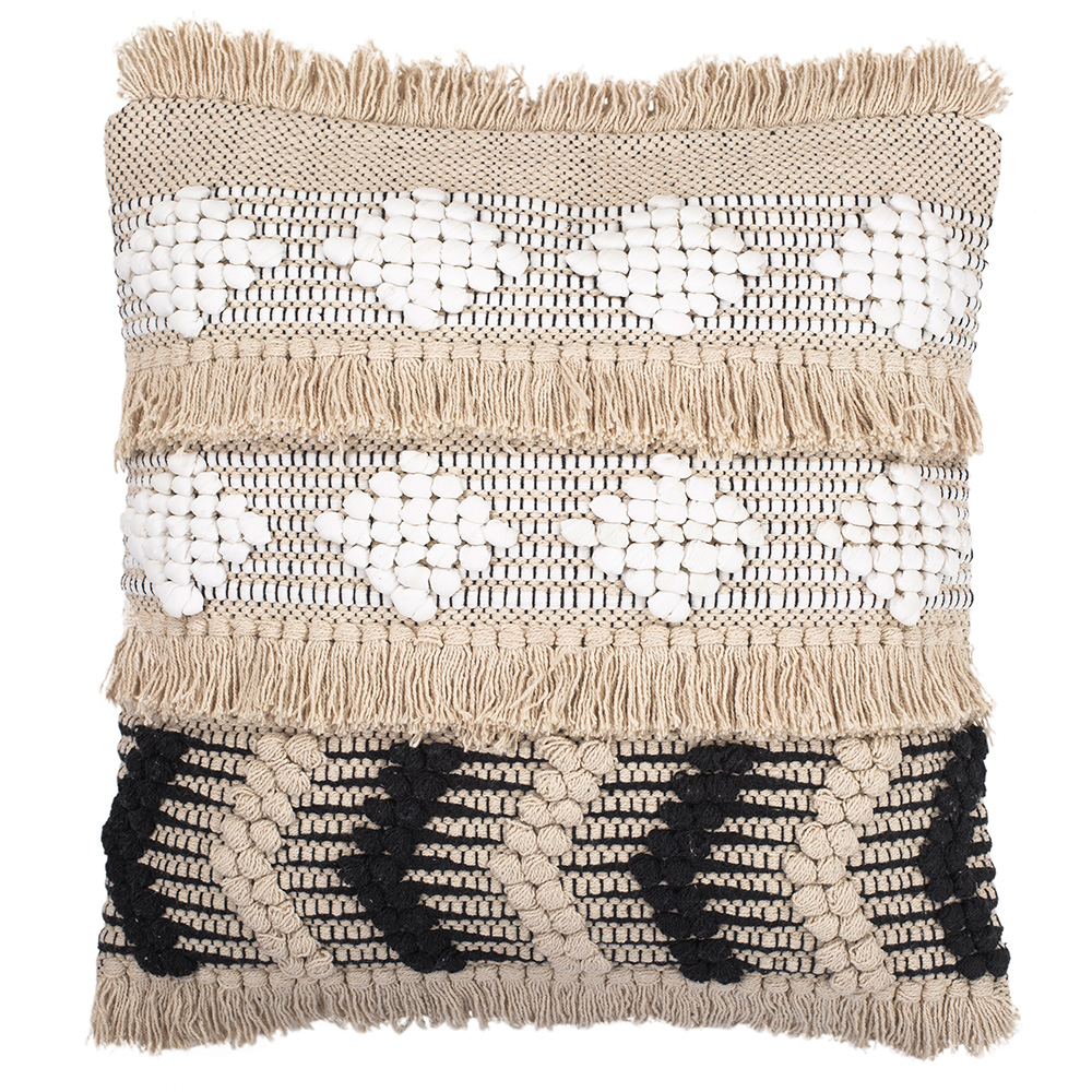  Buy Square Cotton Cushion in Boho Bali Style cover + filling - Wenda Black 60202 - in the EU