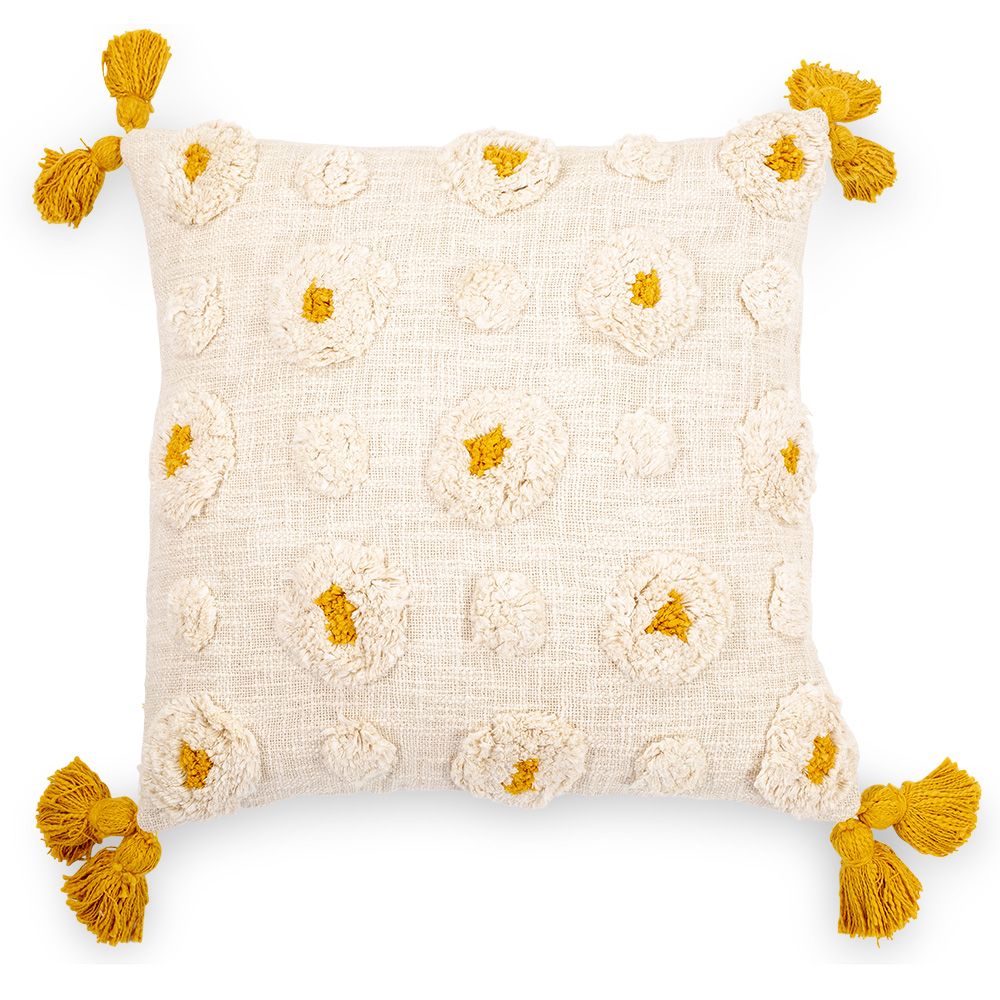  Buy Square Cotton Cushion in Boho Bali Style cover + filling - Hazel Yellow 60222 - in the EU