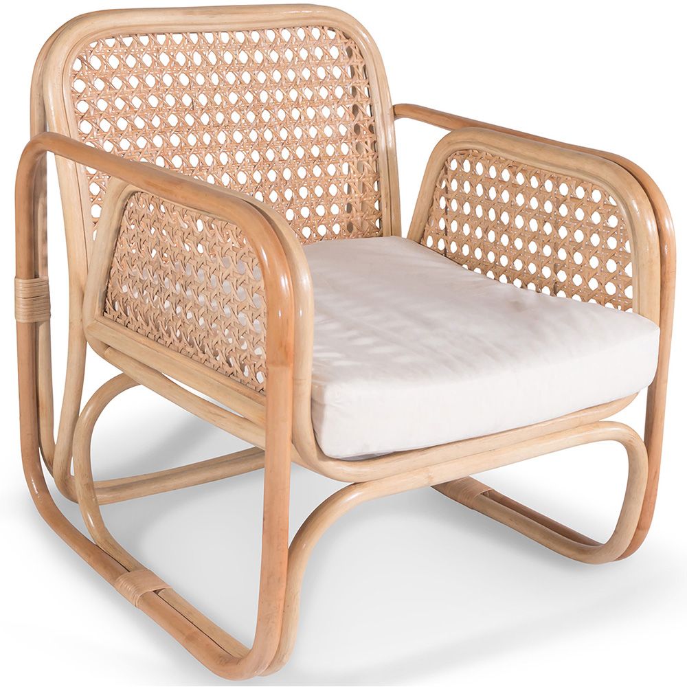  Buy Rattan Armchair with Cushion, Boho Bali Design - Leta White 60300 - in the EU