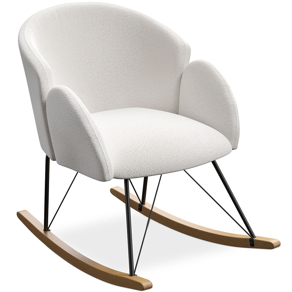  Buy Rocking armchair upholstered in white boucle - Frida  White 60334 - in the EU