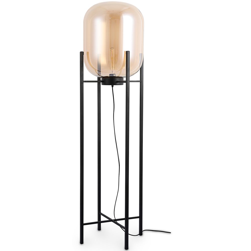  Buy Glass floor lamp in modern design, metal and glass - Crada - 140cm Amber 60400 - in the EU