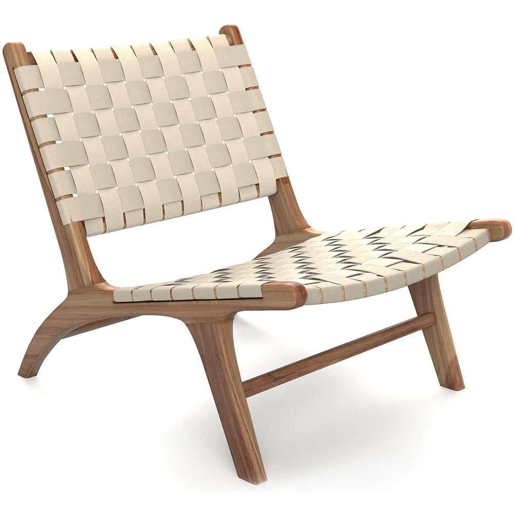  Buy Armchair, Bali Boho Style, Linen and Teak Wood  - Grau Beige 60470 - in the EU