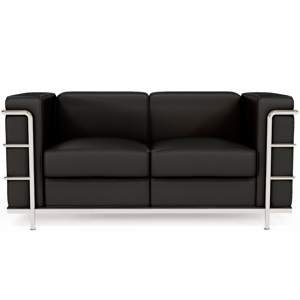  Buy 2-Seater Sofa - Upholstered in Vegan Leather - Bour Black 60658 - in the EU